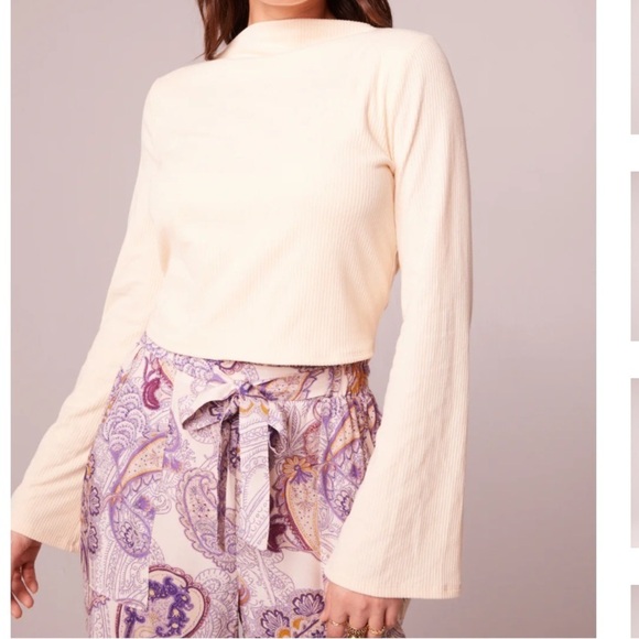 Band of the free nwt AVRIL Ivory MOCK NECK CROP TOP - Picture 1 of 11